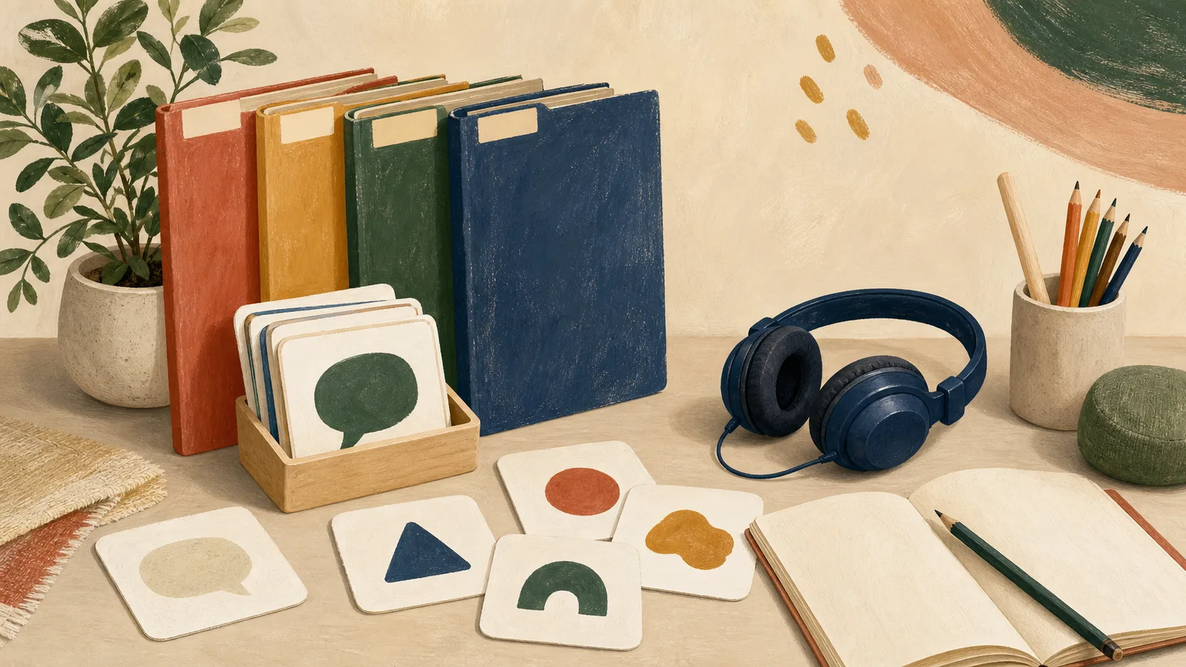 Ilustración editorial de material para apoio educativo, titoría e coordinación
